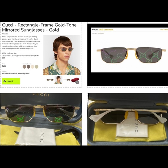 UNISEX GUCCI MIRRORED RAINBOW GG LOGO AS SEEN AT THE GRAMMYS ON BILLIE EILISH - Picture 3 of 16